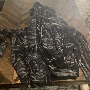 Women’s hoodie, young fabulous, and broke, size, small, black, and gray